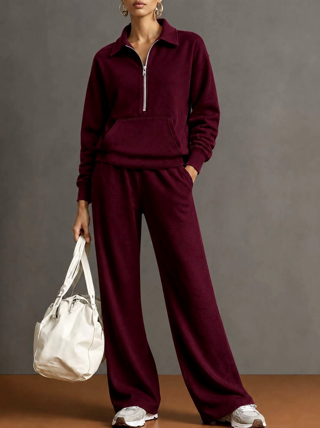 Genna - Women's Collared Half-Zip Matching Set 2
