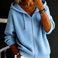 Giada - Women's Zip-Up Drop Shoulder Hooded Sweater 1