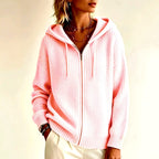 Giada - Women's Zip-Up Drop Shoulder Hooded Sweater 2