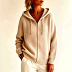 Giada - Women's Zip-Up Drop Shoulder Hooded Sweater 3