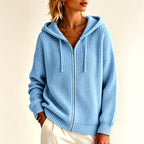 Giada - Women's Zip-Up Drop Shoulder Hooded Sweater 4