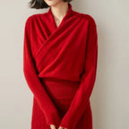 Grace - Women's Cashmere Wrap V-Neck Pullover