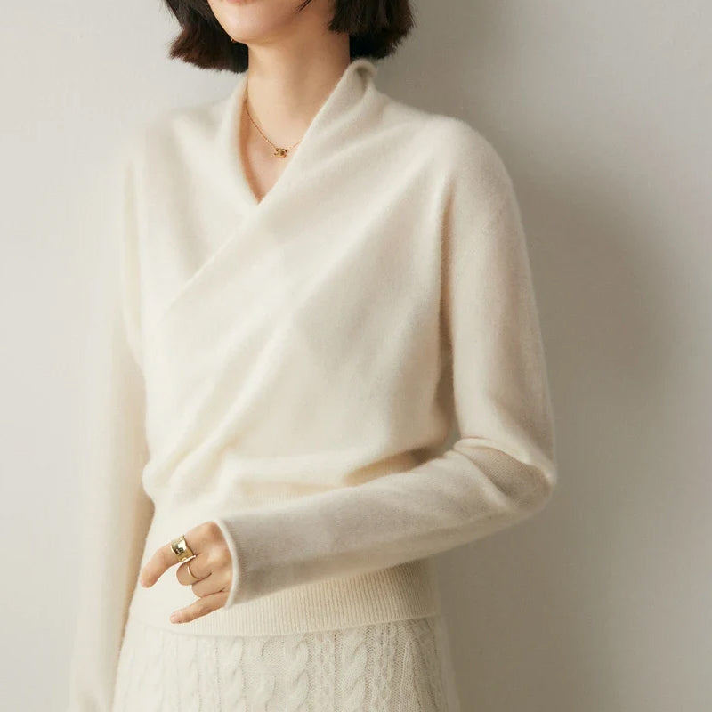 Grace - Women's Cashmere Wrap V-Neck Pullover