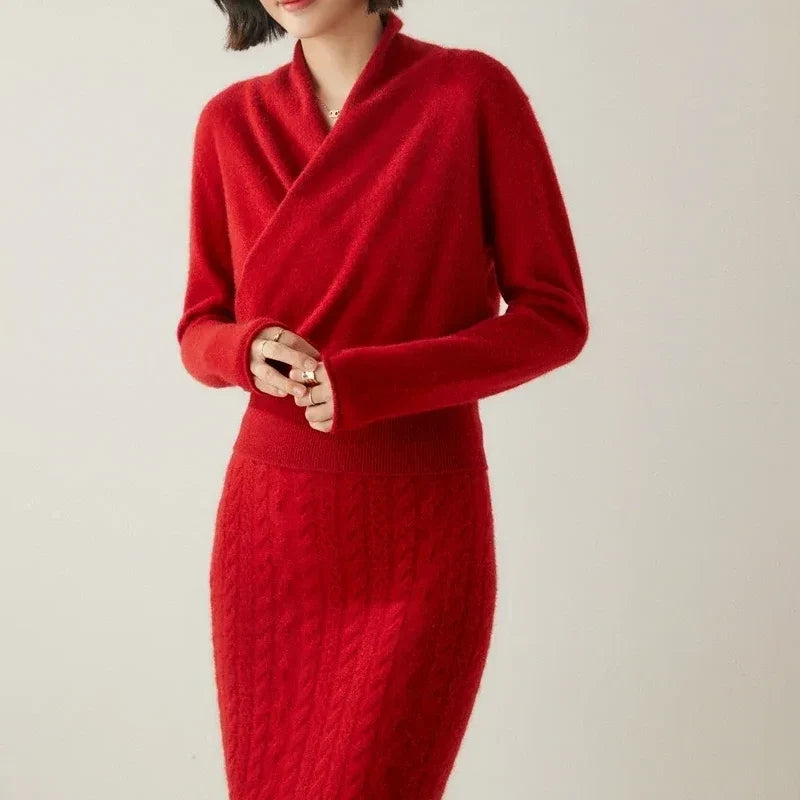 Grace - Women's Cashmere Wrap V-Neck Pullover