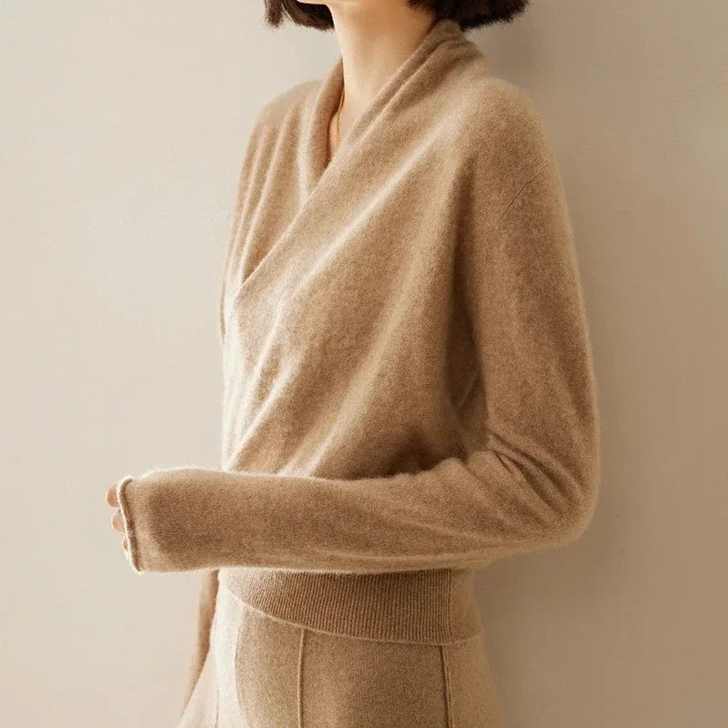 Grace - Women's Cashmere Wrap V-Neck Pullover
