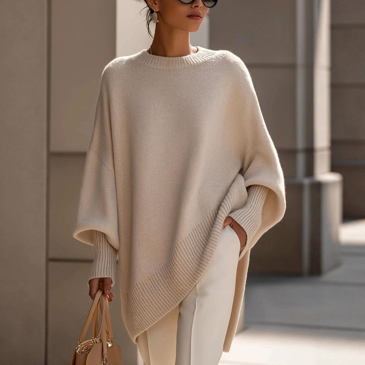 Hadley - Women's Round Neck Batwing Sweater 5