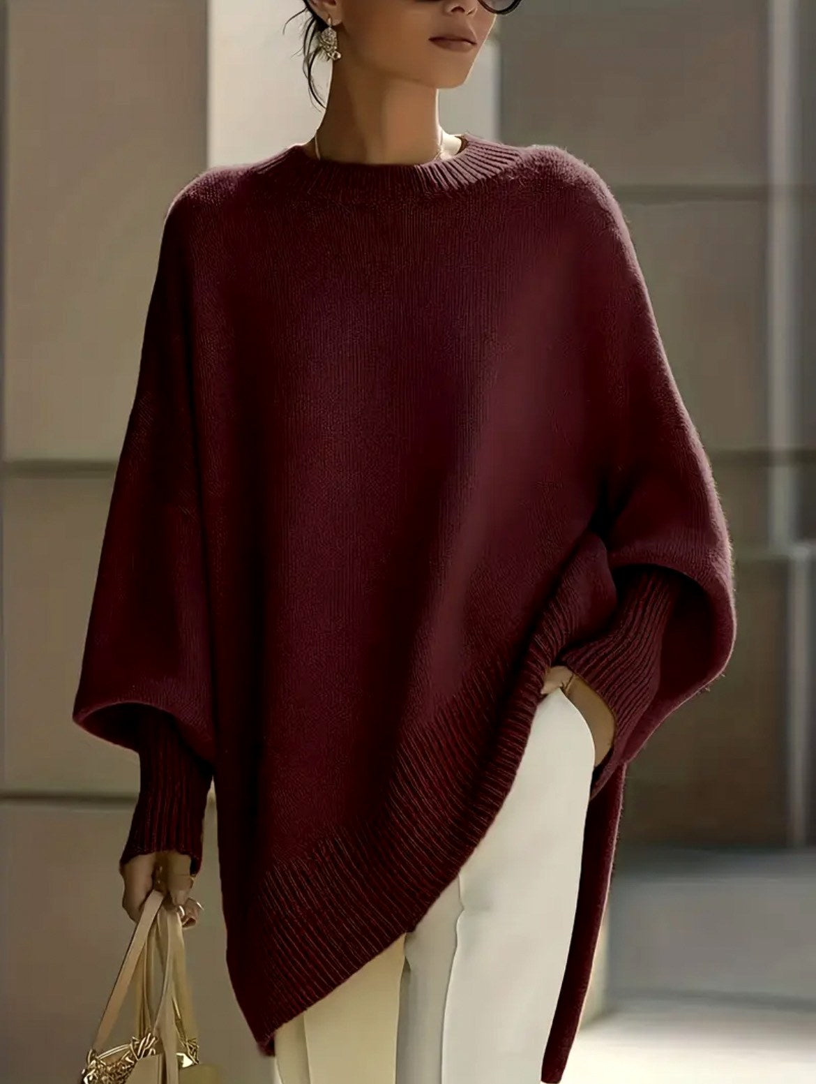 Hadley - Women's Round Neck Batwing Sweater 6