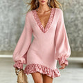 Halo - Women's Ribbed Lantern Sleeve Mini Dress 1