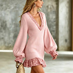 Halo - Women's Ribbed Lantern Sleeve Mini Dress 7