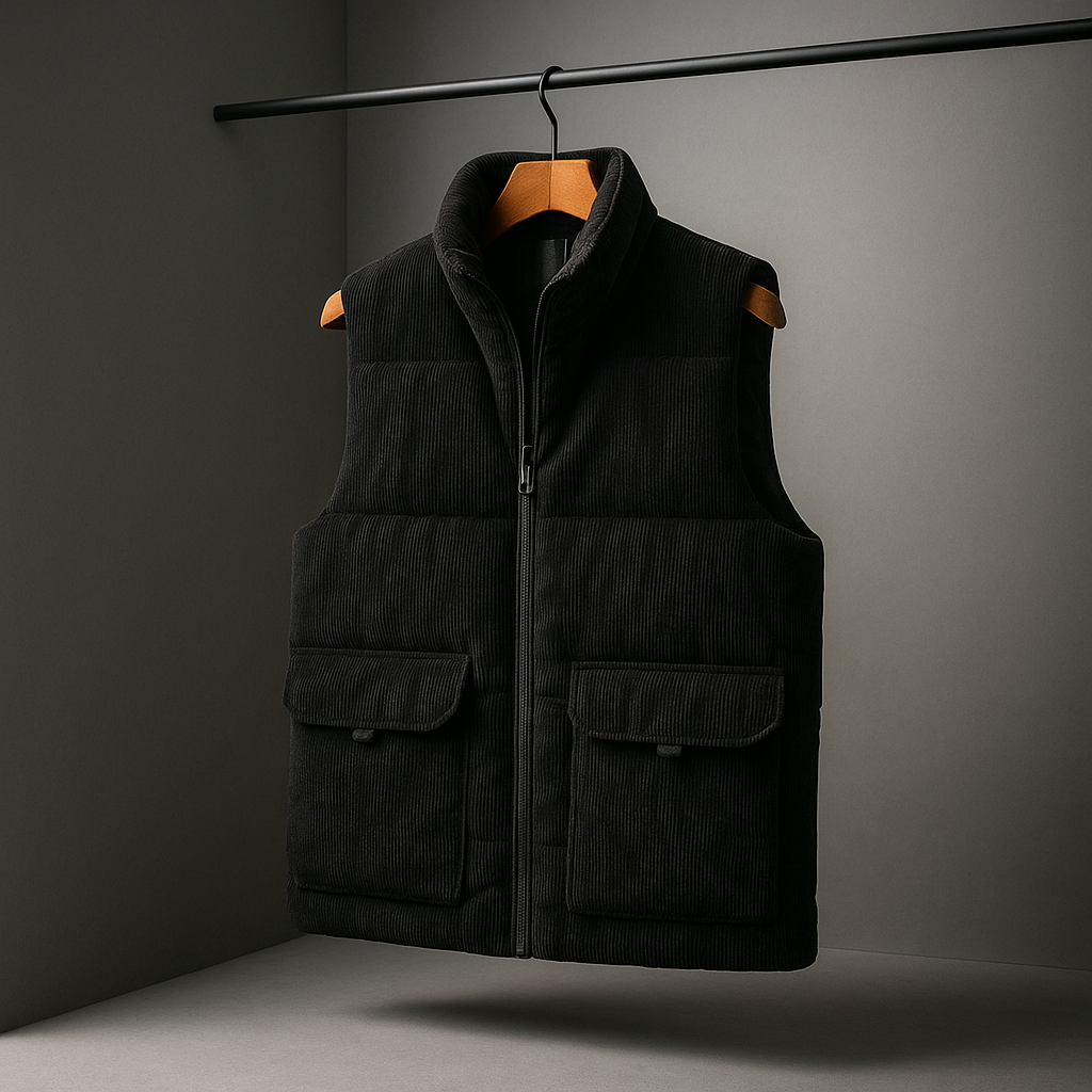 Harmon - Men's Ribbed Corduroy Vest with Cargo Pockets