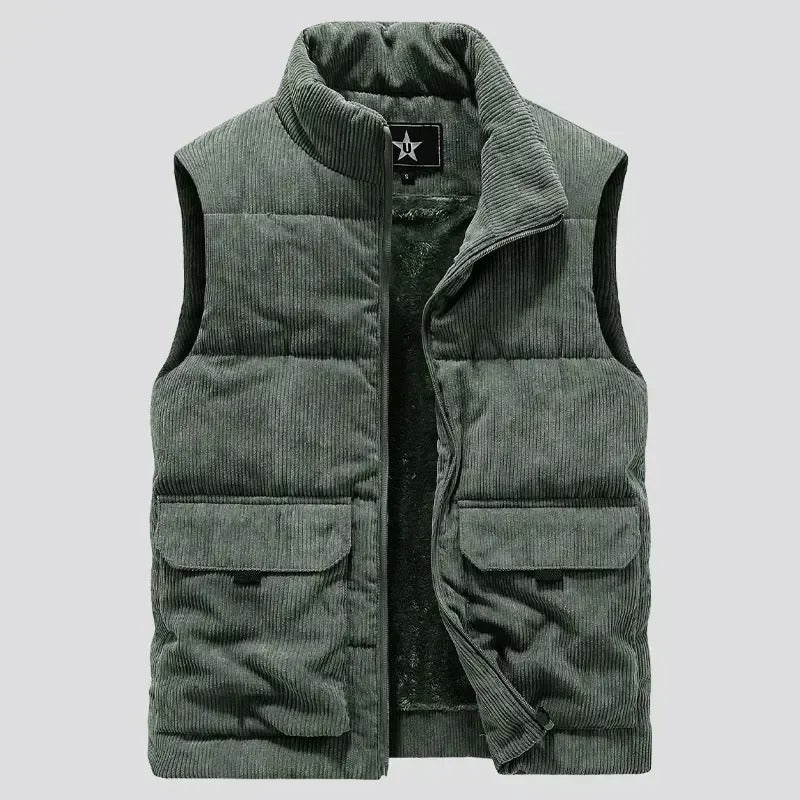 Harmon - Men's Ribbed Corduroy Vest with Cargo Pockets