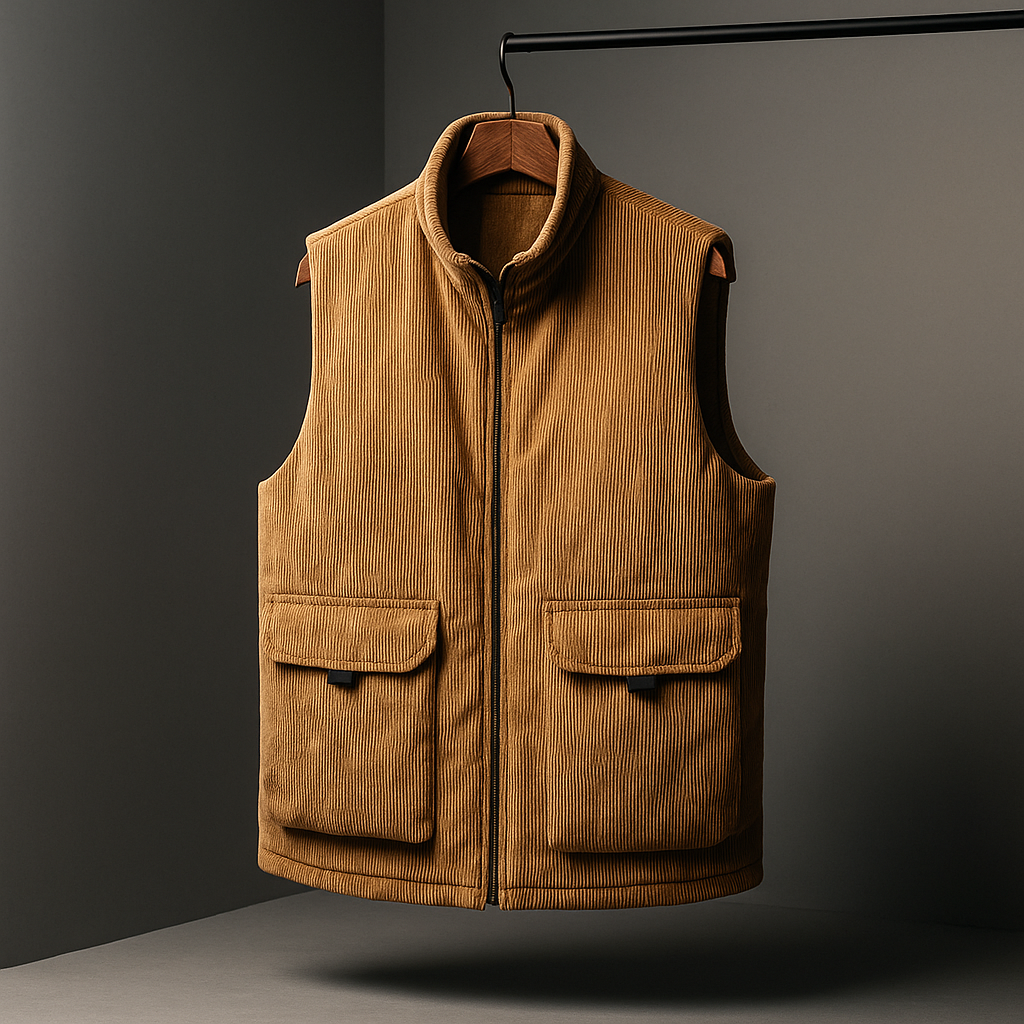Harmon - Men's Ribbed Corduroy Vest with Cargo Pockets