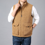 Harmon - Men's Ribbed Corduroy Vest with Cargo Pockets