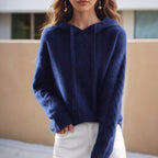 Hazel - Women's Cable Knit Hooded Pullover Sweater