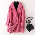Hazel - Women's Oversized Double-Breasted Faux Shearling Coat