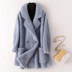 Hazel - Women's Oversized Double-Breasted Faux Shearling Coat