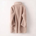Hazel - Women's Oversized Double-Breasted Faux Shearling Coat