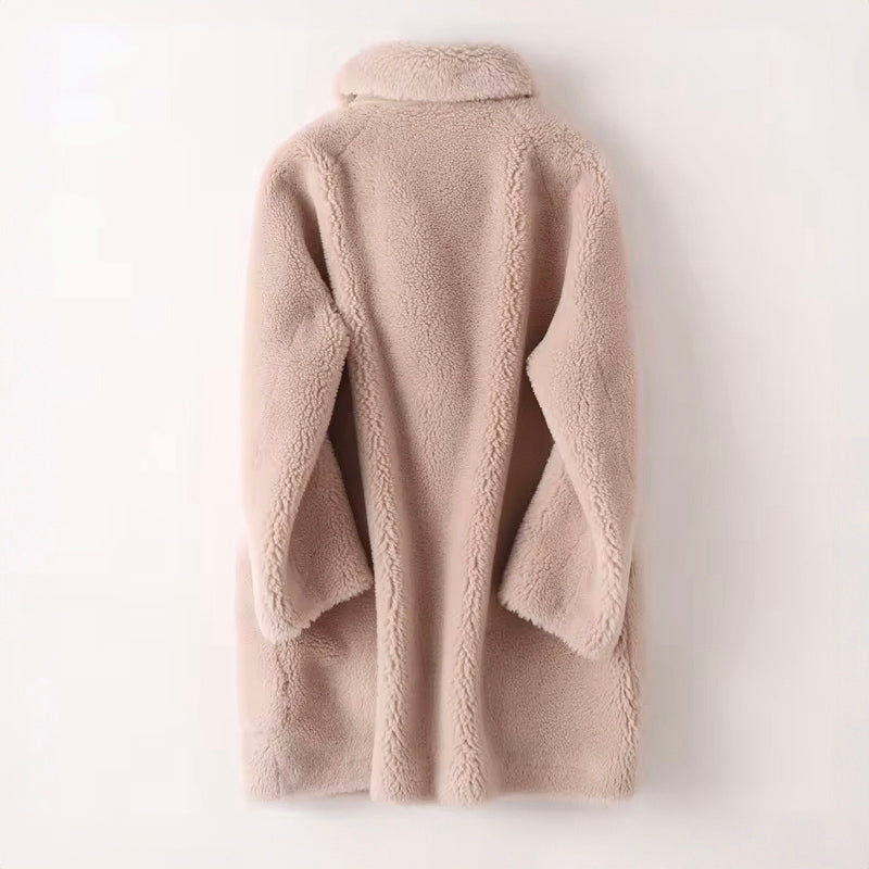 Hazel - Women's Oversized Double-Breasted Faux Shearling Coat