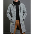 Henrik - Men's Flecked Knit Longline Overcoat with Drawstring Hood
