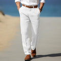 Henry - Men's Belted Linen Trousers with Tapered Fit