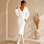 Ianthe - Women's Ribbed Puff Sleeve Bodycon Midi Dress 4