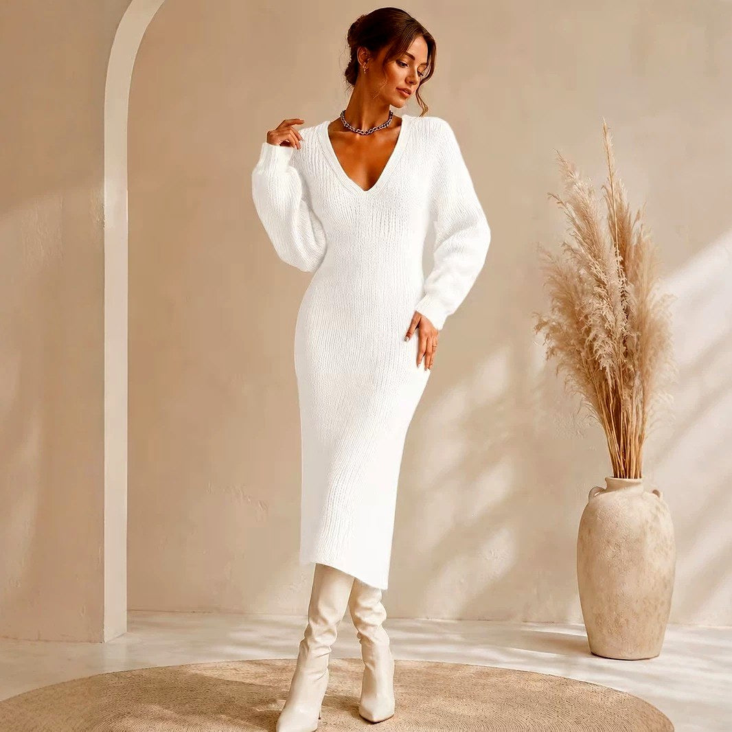 Ianthe - Women's Ribbed Puff Sleeve Bodycon Midi Dress 4