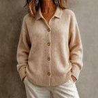 Iria - Women's Collared Button-Front Knit Cardigan 1