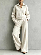 Isabel - Women's Ribbed Zip-Up Two-Piece Lounge Set