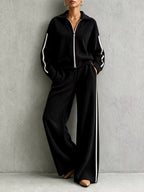 Isabel - Women's Ribbed Zip-Up Two-Piece Lounge Set