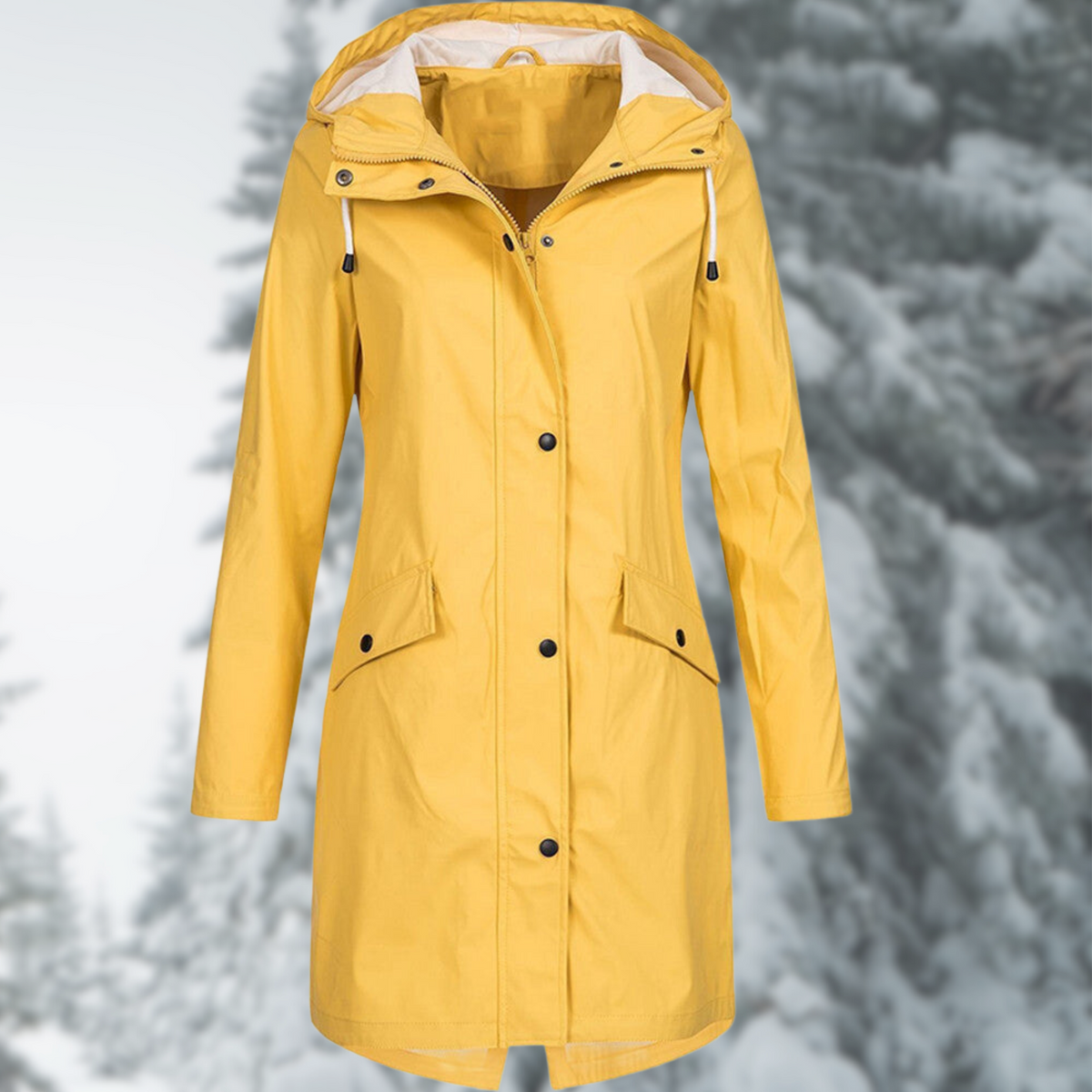 Isla - Women's Button-Front Hooded Raincoat