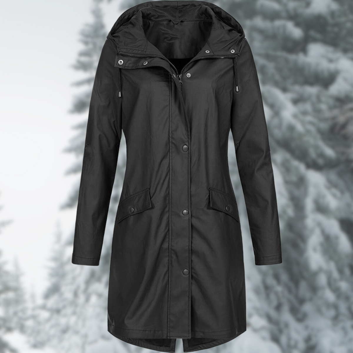 Isla - Women's Button-Front Hooded Raincoat