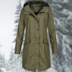Isla - Women's Button-Front Hooded Raincoat