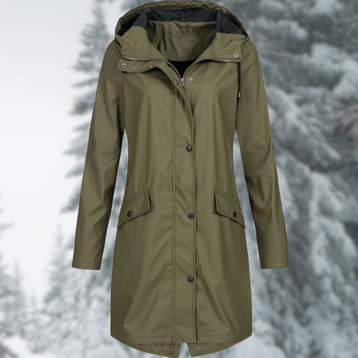 Isla - Women's Button-Front Hooded Raincoat
