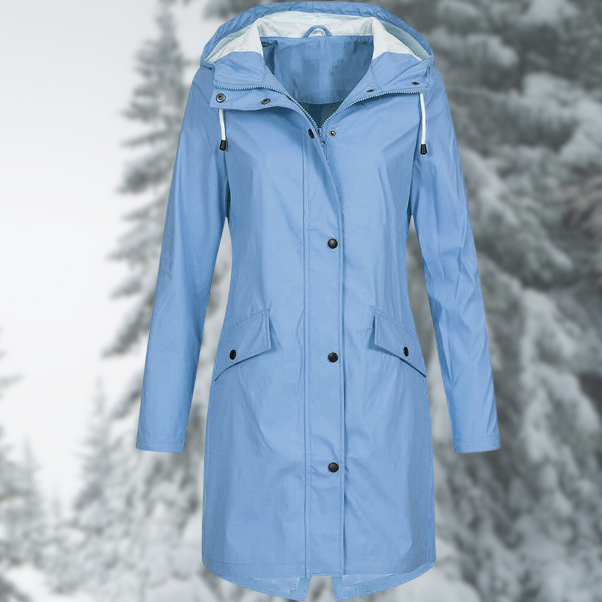 Isla - Women's Button-Front Hooded Raincoat