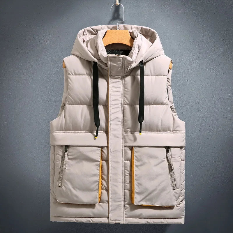 James - Men's Quilted Puffer Vest with Hood
