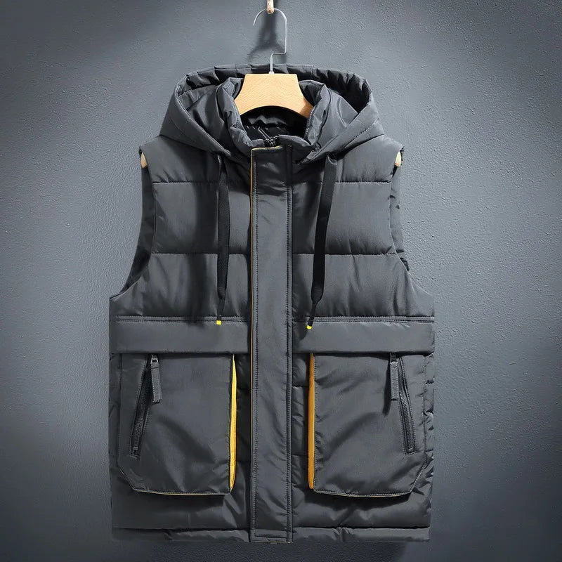 James - Men's Quilted Puffer Vest with Hood