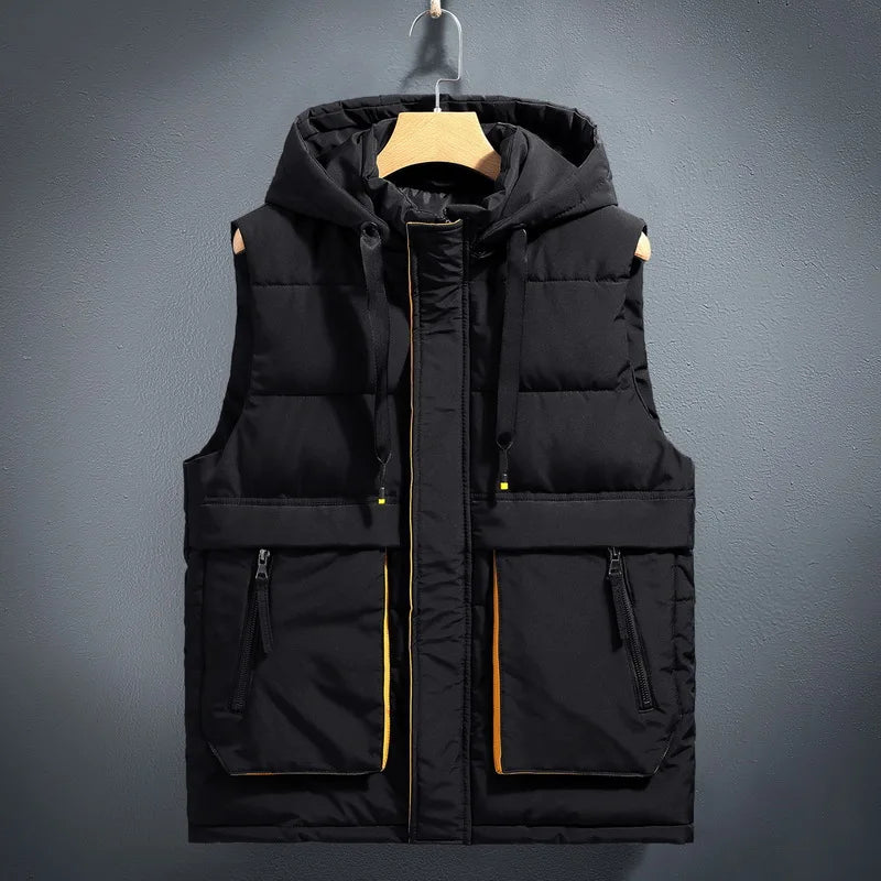 James - Men's Quilted Puffer Vest with Hood