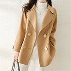 Jenny- Women's Double-Breasted Wool Coat with Curved Lapels