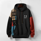 Jericho - Men's Patchwork Graphic Hoodie with Drawstring Hood