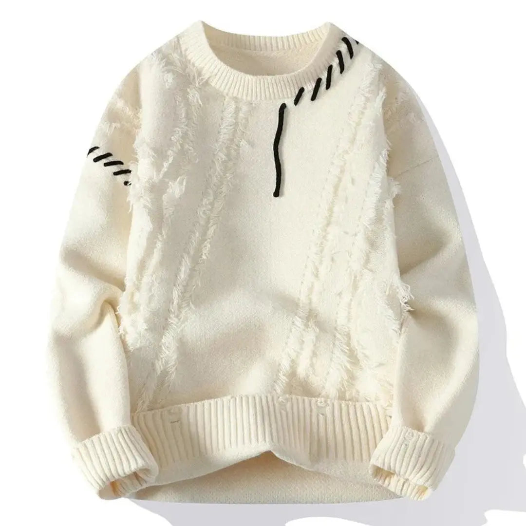 Jettson - Men's Distressed Patchwork Crewneck Sweater