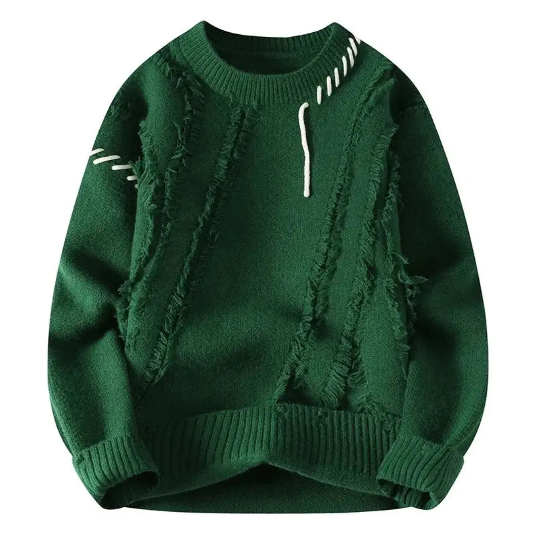 Jettson - Men's Distressed Patchwork Crewneck Sweater