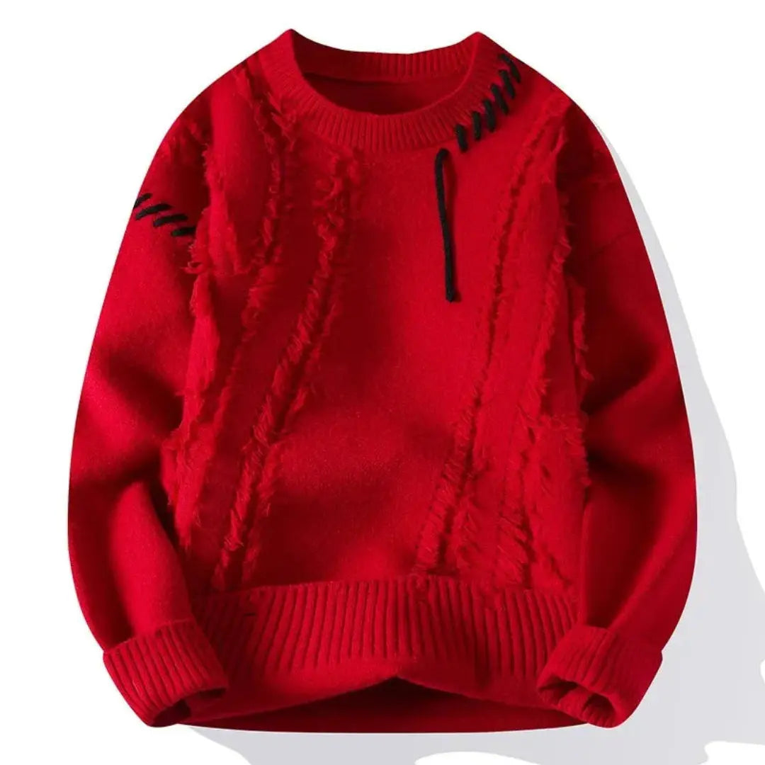Jettson - Men's Distressed Patchwork Crewneck Sweater