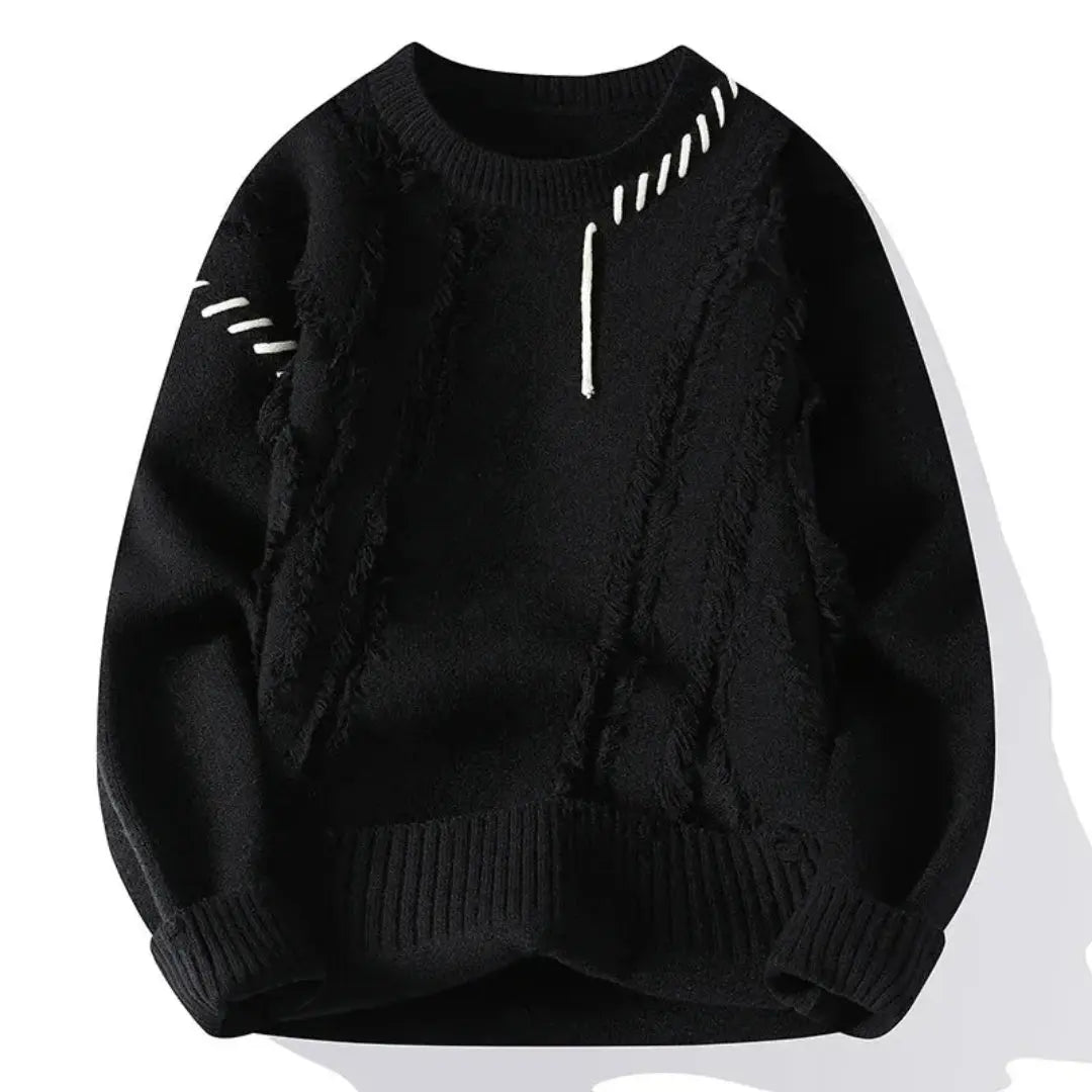 Jettson - Men's Distressed Patchwork Crewneck Sweater
