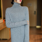 Jill - Women's Long-Sleeve Turtleneck Sweater Dress 6