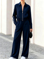 Jillian - Women's Zip-Up Track Jacket & Wide-Leg Pants Set 3