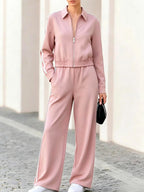 Jillian - Women's Zip-Up Track Jacket & Wide-Leg Pants Set 5