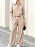 Jillian - Women's Zip-Up Track Jacket & Wide-Leg Pants Set 6