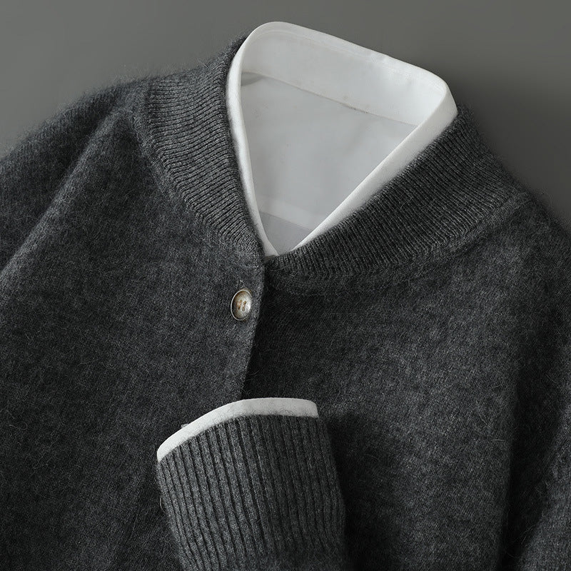 Joren - Men's Button-Front Cashmere Cardigan with Ribbed Trim