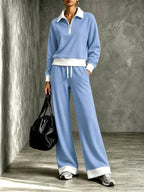 Juliet - Women's Half-Zip Polo Sweatshirt & Wide-Leg Pants Set 5