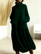 Juliet - Women's Wool Turtleneck Oversized Midi Dress 3